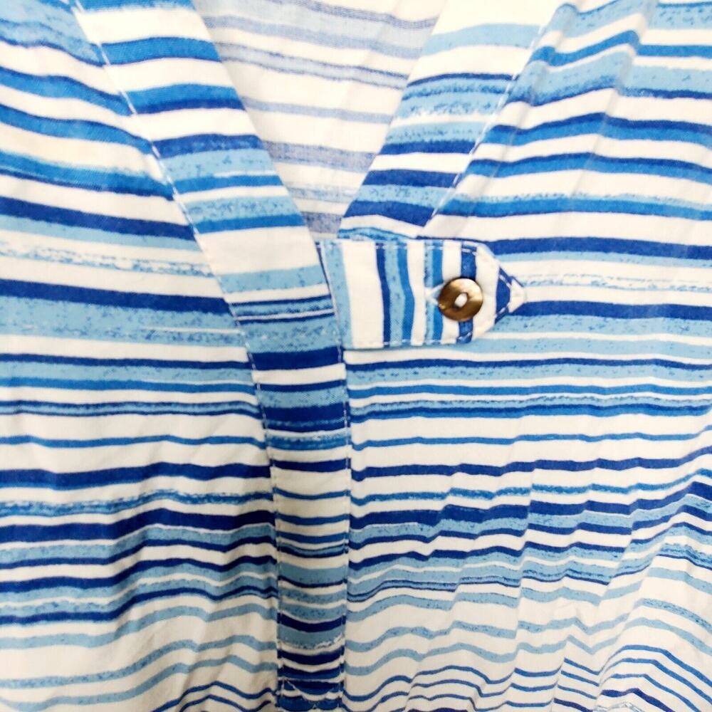 Woman Within Womens Plus‎ 4X 34/36 Blue Striped Top Blouse V-Neck Beach Summer - Picture 6 of 9